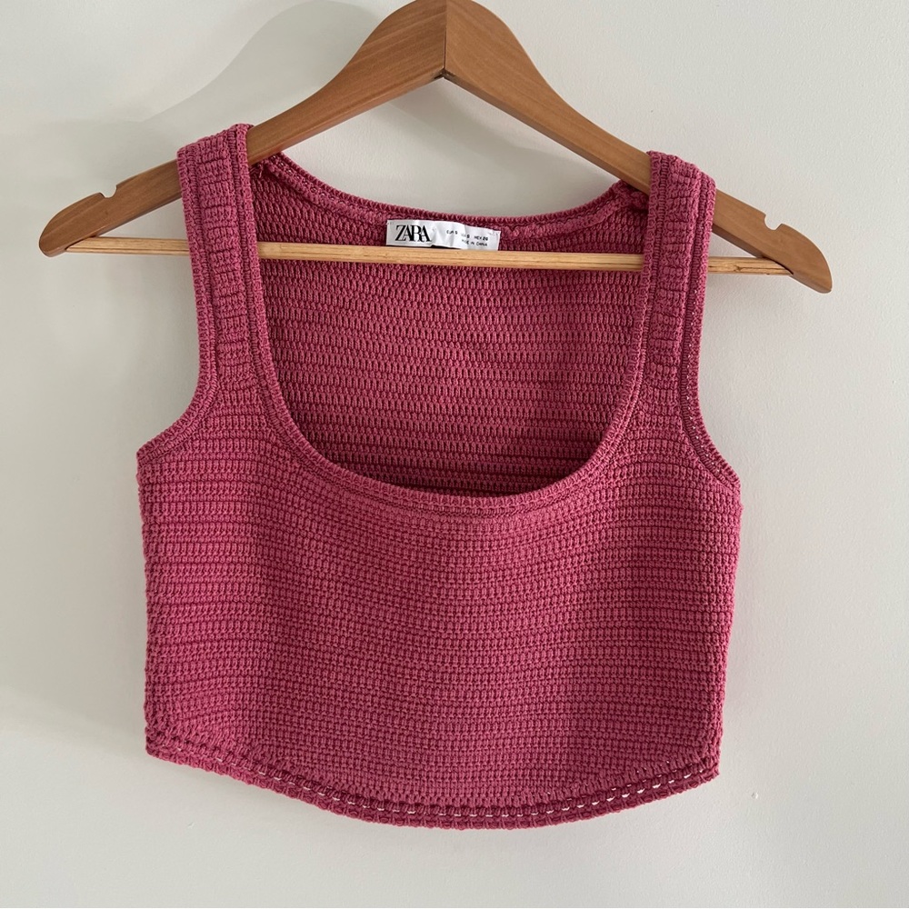 Zara Rose Pink Cropped Knit Tank
